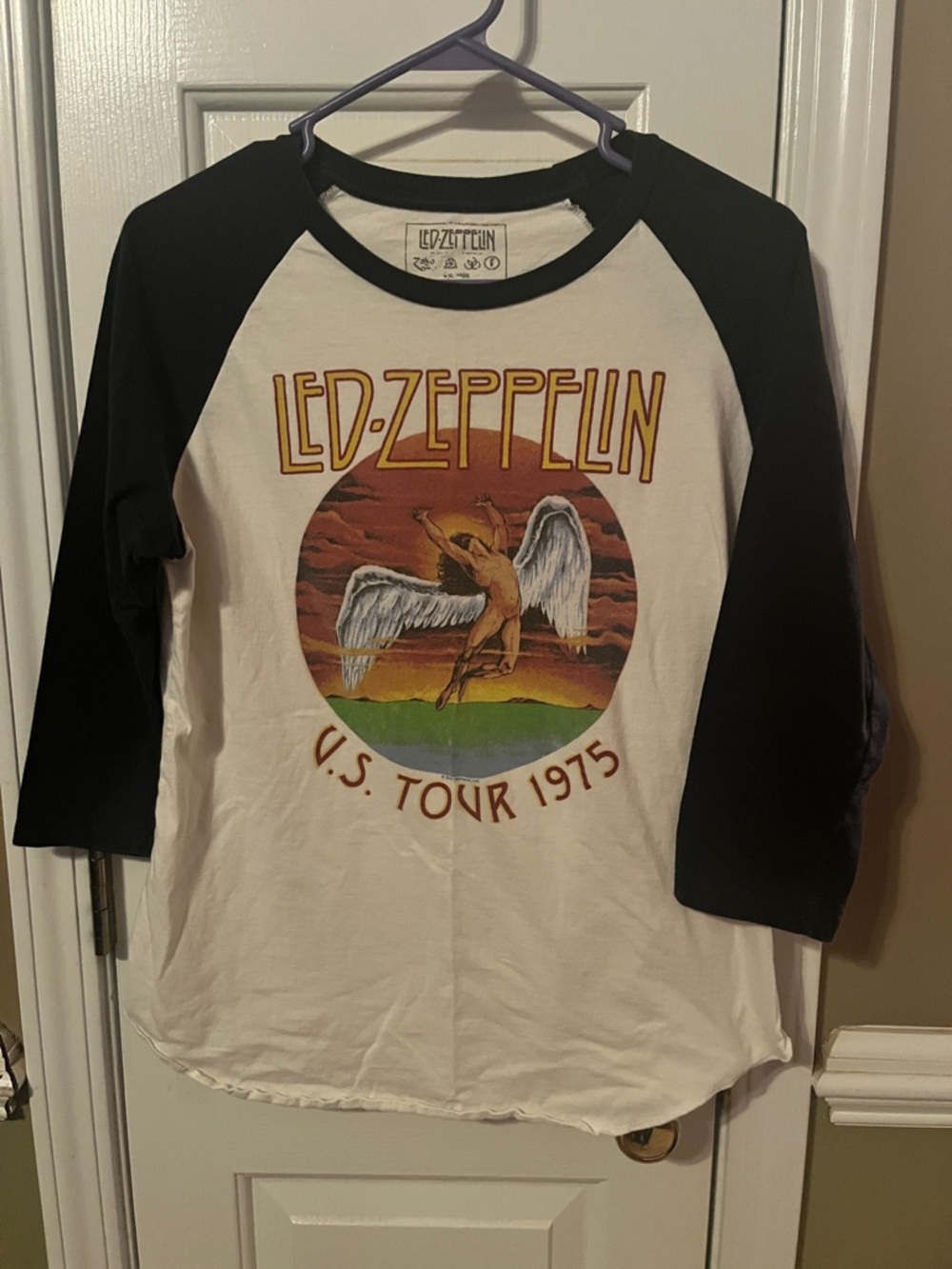 Led Zeppelin Women's Raglan Long Sleeve Tee - Black/White